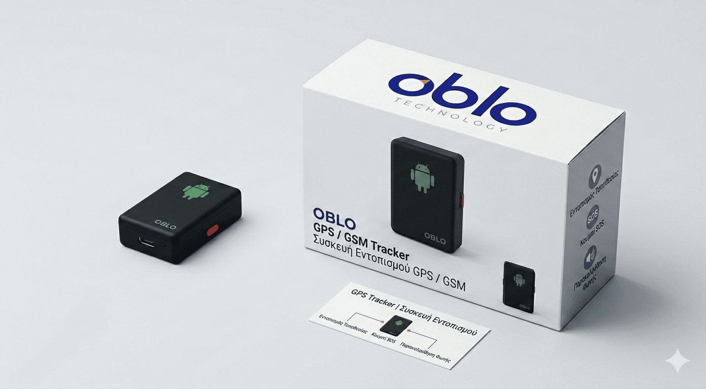 OBLO GPS Tracker Mini Συσκευή Εντοπισμού Θέσης & Ακρόασης Χώρου Ιδανικός για Παιδιά, Ηλικιωμένους, Κατοικίδια & Αυτοκίνητο