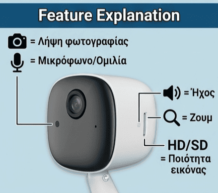WiFi Έξυπνη Κάμερα Ασφαλείας 1080p Παρακολούθηση από κινητό Ανίχνευση Κίνησης Νυχτερινή Όραση - Εικόνα 5