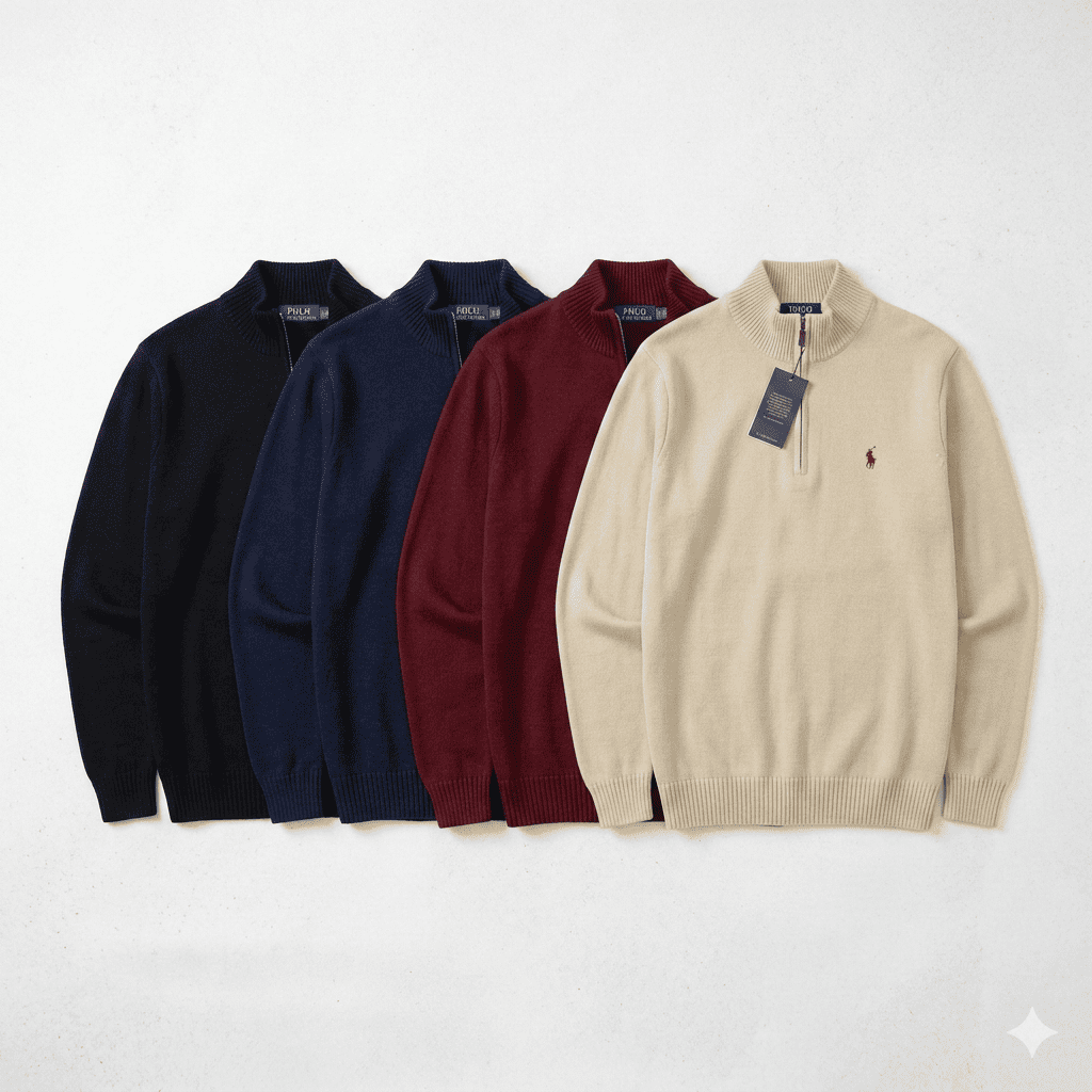 Κλασικό Ανδρικό Πουλόβερ Half-Zip Polo