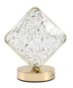 Επιτραπέζιο Διακοσμητικό Φωτιστικό LED 20.5 cm “Κρυστάλλινο Τετράγωνο” Αφής 3πλου Λευκού Φωτισμού Χρυσό