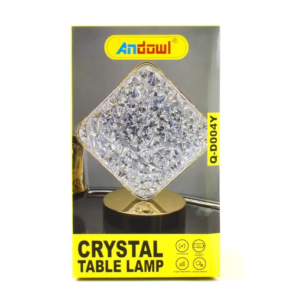 Επιτραπέζιο Διακοσμητικό Φωτιστικό LED 20.5 cm “Κρυστάλλινο Τετράγωνο” Αφής 3πλου Λευκού Φωτισμού Χρυσό - Εικόνα 2