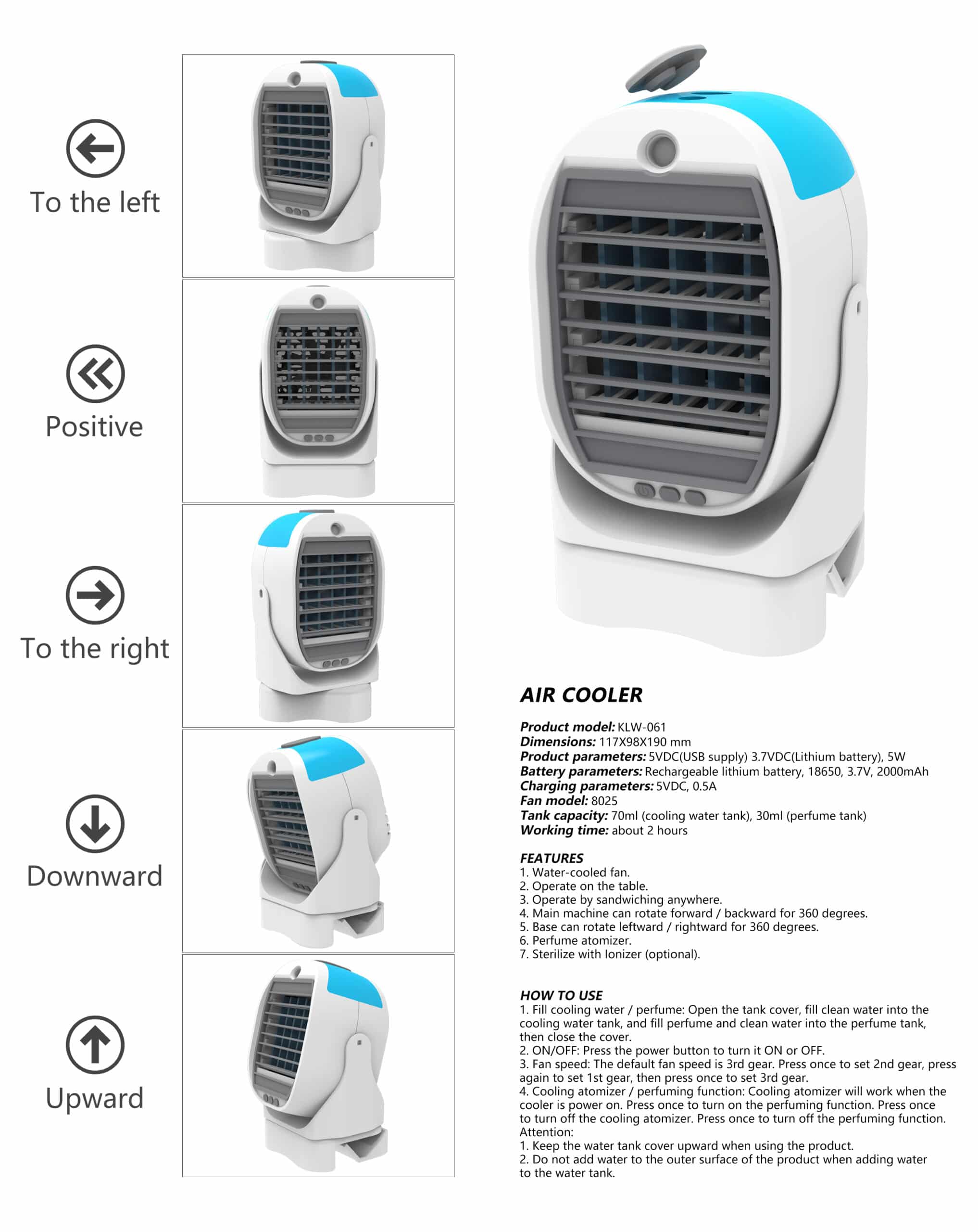 2 in 1 Air Personal Cooler Γρήγορος και εύκολος τρόπος ψύξης 360 μοιρών - Εικόνα 4