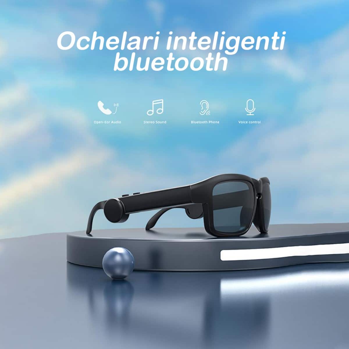 Έξυπνα γυαλιά ηλίου, bluetooth, μουσική, μαύρα - Εικόνα 2