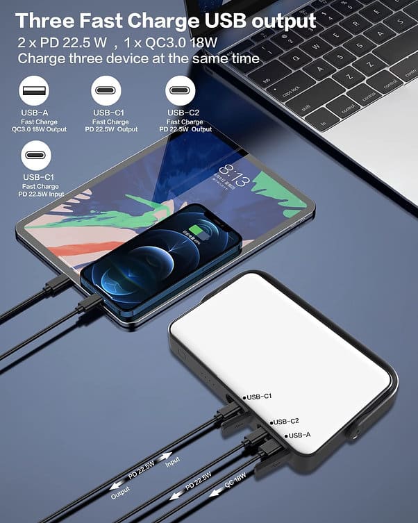 Power Bank και ισχυρός φακός με ηλιακή φόρτιση Solar Power 20000mAh - Εικόνα 2