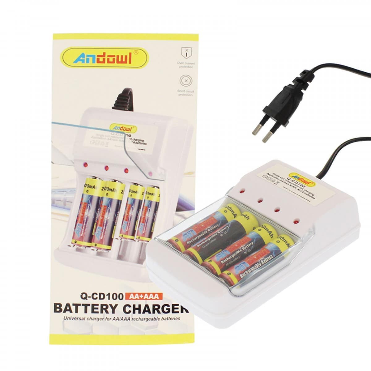 Φορτιστής πρίζας για επαναφορτιζόμενες μπαταρίες Δώρο 4 Μπαταρίες ΑΑ και 4 Μπαταρίες ΑΑΑ Φορτιστής πρίζας για επαναφορτιζόμενες μπαταρίες Δώρο 4 Μπαταρίες ΑΑ και 4 Μπαταρίες ΑΑΑ - Image 2