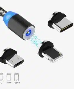 Μαγνητικό Καλώδιο Φόρτισης και Δεδομένων USB σε USB to Micro USB, Type C, iOS 1m (Μαυρο / Λευκο)