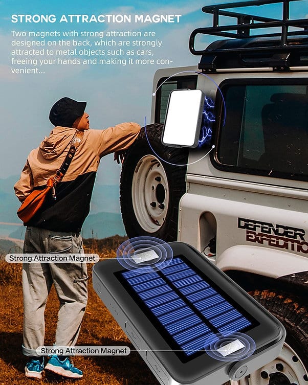Power Bank και ισχυρός φακός με ηλιακή φόρτιση Solar Power 20000mAh - Εικόνα 4