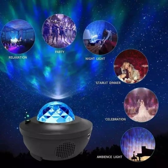 Περιστρεφόμενο Φωτιστικό Δωματίου με Projector Ocean Wave LED - Εικόνα 2
