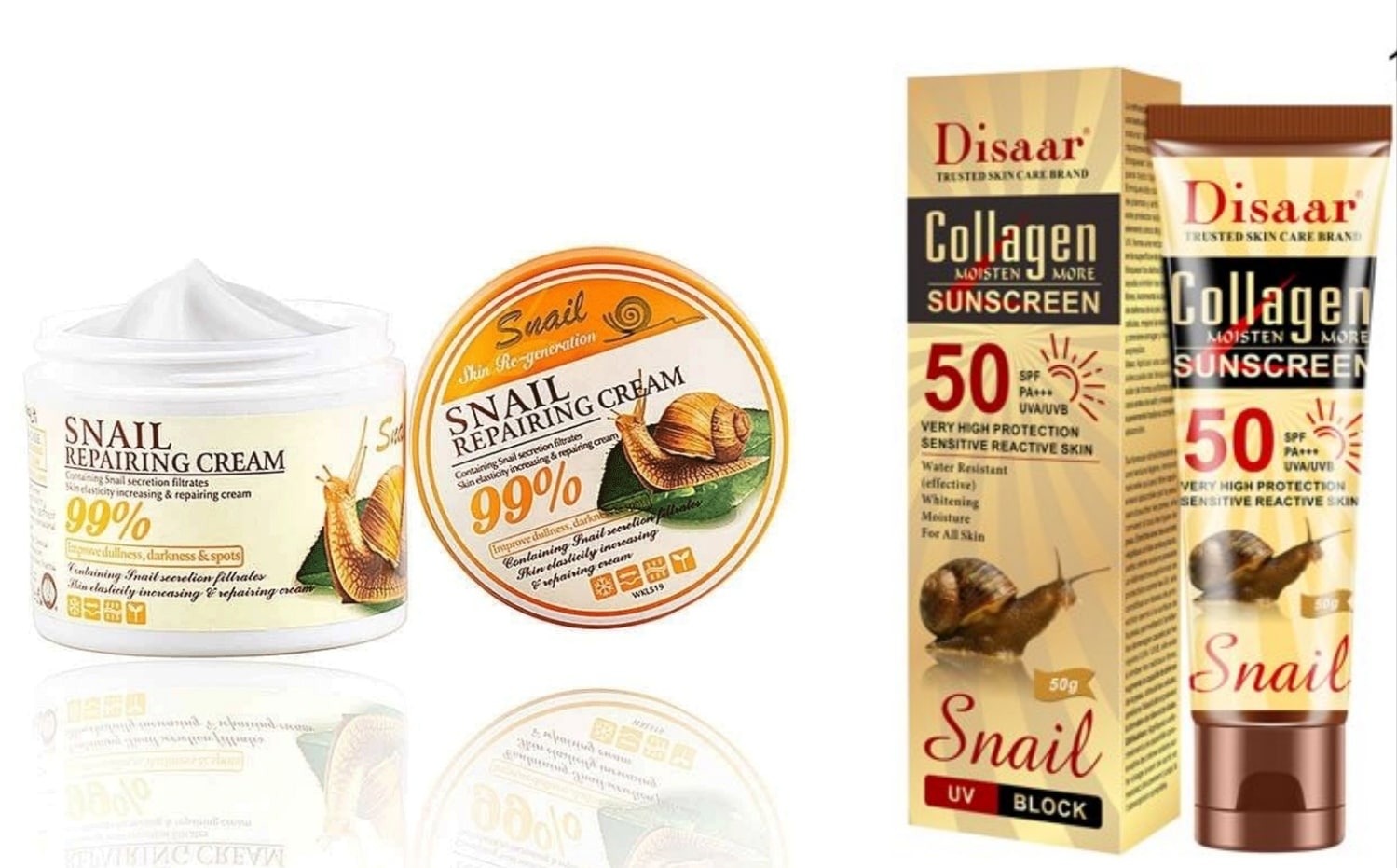 Επιδιορθωτική και Ενυδατική Κρέμα Προσώπου με Γέλη Σαλιγκαριού 115gr Μαζί με Αντηλιακή Κρέμα Προσώπου Snail Collagen Spf 50