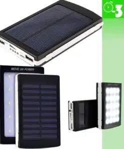 Ηλιακός Φορτιστής Powerbank Υψηλής Ισχύος 2,1A 20000mah (8-10.000 mAh πραγματική) & Φωτιστικό LED