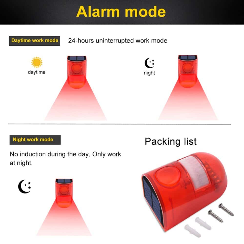 Ηλιακό αδιάβροχο φώς με αισθητήρα κίνησης και σειρήνα - Εικόνα 2