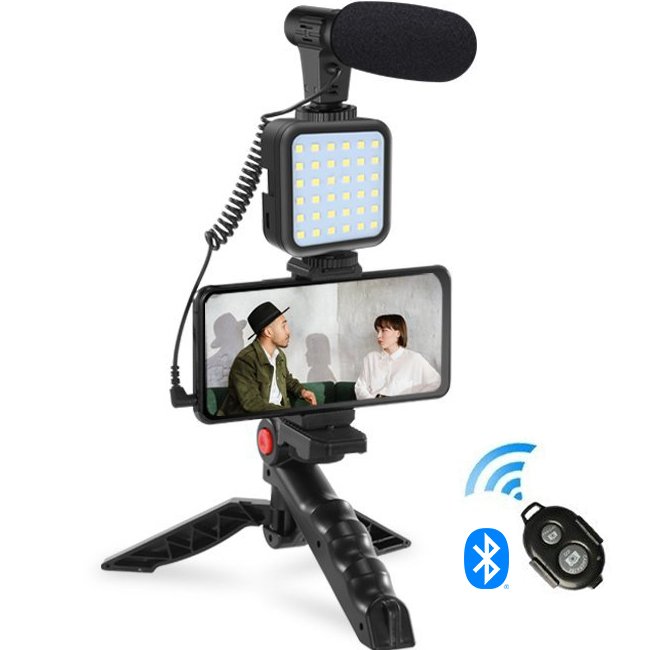 Τρίποδο Κινητού Κάμερα με Φωτισμό Led & Μικρόφωνο