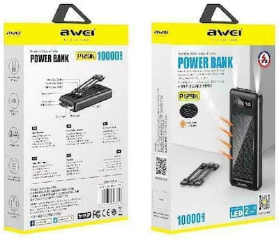 Ηλιακό Power bank με 2 φακούς και 2 θήρες USB 10 000mAh Awei Ηλιακό Power bank με 2 φακούς και 2 θήρες USB 10 000mAh Awei