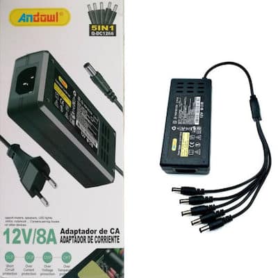 Τροφοδοτικό 12V 8A 96W με 5 Βύσματα