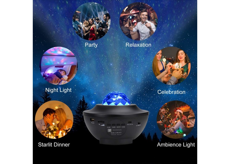 Περιστρεφόμενο Φωτιστικό Δωματίου με Projector Ocean Wave LED - Εικόνα 3